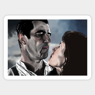 Dracula and Zoe on the beach (Claes Bang and Dolly Wells) Sticker